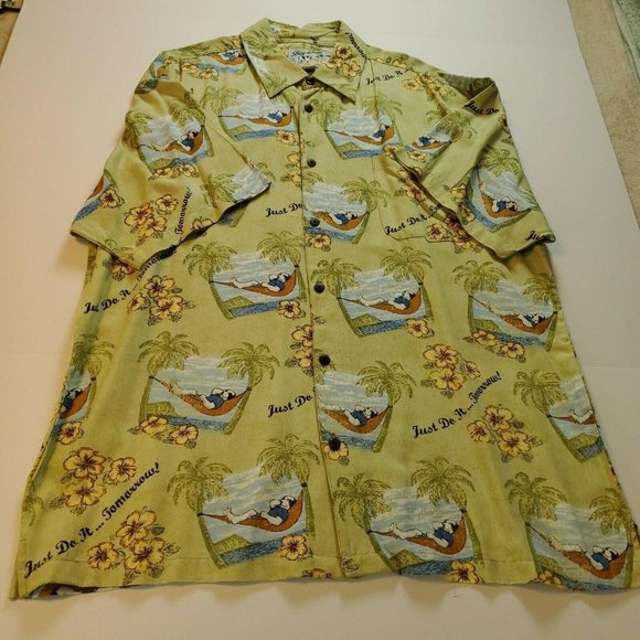 Big Dogs Mens Hawaiian Shirt Yellow Green Floral - Picture 8 of 8